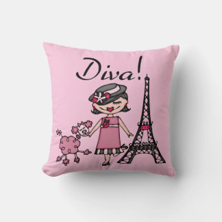 Black Hair Diva Throw Pillow