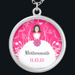 Black Hair Fuchsia Wedding Bridesmaid Necklace<br><div class="desc">Keepsake Necklaces Choose either Silver Plated Gold Finish or Sterling Silver Unique Personalized Custom !st Christmas Gift Wedding Keepsake Wedding Party Necklaces - to change background colour - click customize - click edit - choose last tool in drop down menu and choose from one of the colours shown or enter...</div>
