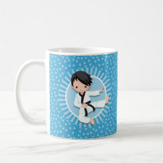 Black Hair Karate Boy Judo Martial Arts Coffee Mug