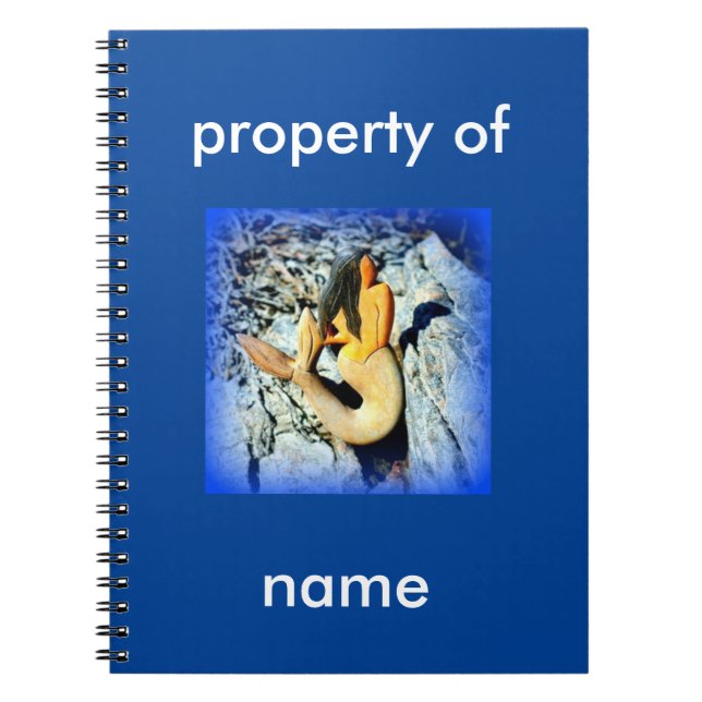 black-hair mermaid on blue notebook (Front)