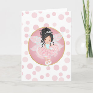 Black Hair Pink Fairy Card