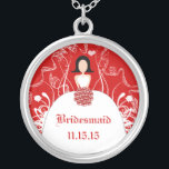 Black Hair Red Wedding 1st Christmas Necklace<br><div class="desc">Keepsake Necklaces Choose either Silver Plated Gold Finish or Sterling Silver Unique Personalized Custom !st Christmas Gift Wedding Keepsake Wedding Party Necklaces - to change background colour - click customize - click edit - choose last tool in drop down menu and choose from one of the colours shown or enter...</div>
