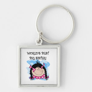 Black Hair World's Best Big Sister Gifts Keychain