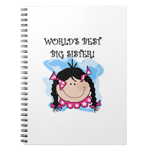 Black Hair World's Best Big Sister Gifts Notebook (Front)