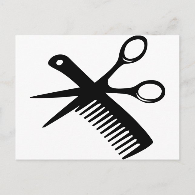 black hairdresser comb scissors postcard (Front)