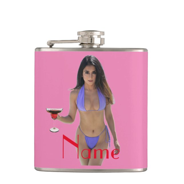 Black-haired Bikini Beauty Thunder_Cove  Hip Flask (Front)