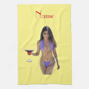 Black-haired Bikini Beauty Thunder_Cove  Kitchen Towel