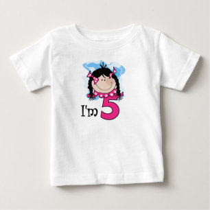Black Haired Girl I'm Five Baby T-Shirt
