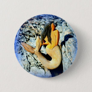 black-haired mermaid 2 inch round button
