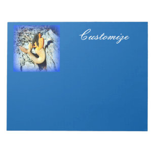 black-haired mermaid blue customized notepad