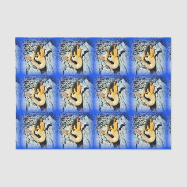black-haired mermaid blue tissue paper (Front)