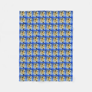 black-haired mermaid pattern blue fleece blanket