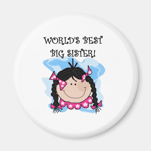 Black Haired World's Best Big Sister Magnet (Front)