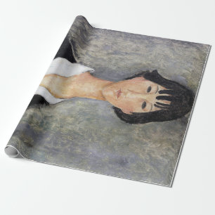 Black Haired Young Girl, Modigliani Wrapping Paper