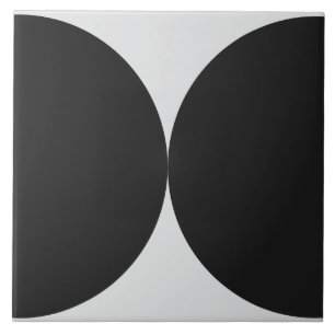 Black Half Circle Geometric Mid Century Modern Tile