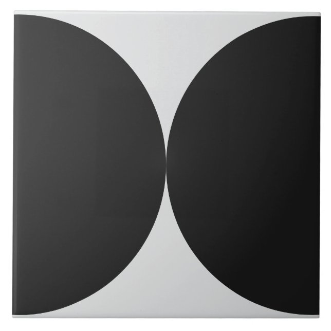Black Half Circle Geometric Mid Century Modern Tile (Front)
