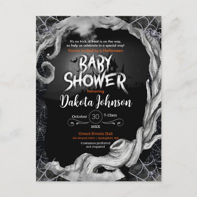 Black Halloween Baby Shower Invitation  (Front)
