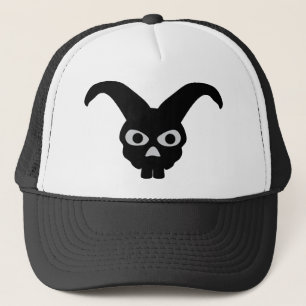 black halloween bunny trucker hat
