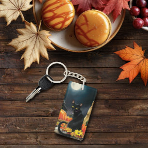 Black Halloween Cat Keychain