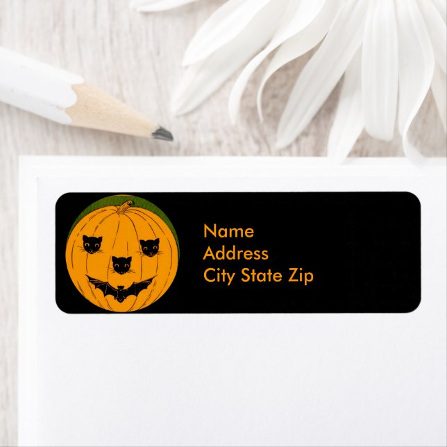 Black Halloween Cats & Bats Pumpkin  (Insitu)