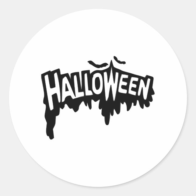 Black Halloween Classic Round Sticker (Front)