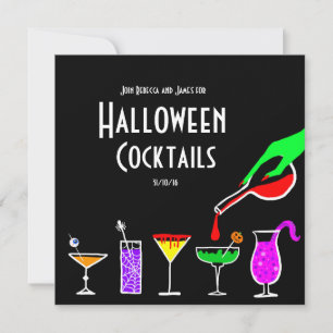 Black Halloween cocktails drinks party invitation