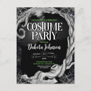 Black Halloween Costume Party Invitation  Postcard
