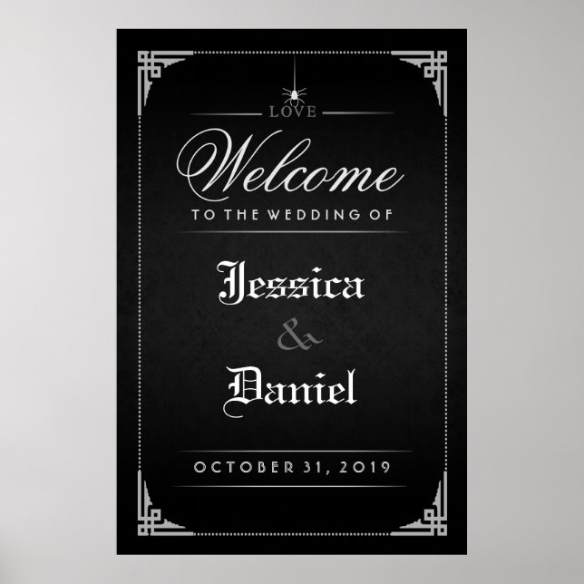 Black Halloween Gothic Spider Welcome to Wedding Poster (Front)