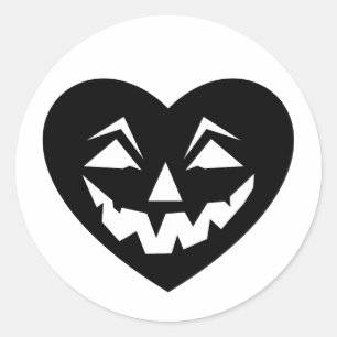 black halloween heart gothic valentine creepy  classic round sticker