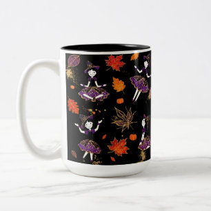 Black   Halloween Little Witch  Two-Tone Coffee Mug