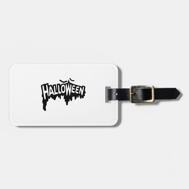 Black Halloween Luggage Tag (Front Horizontal)
