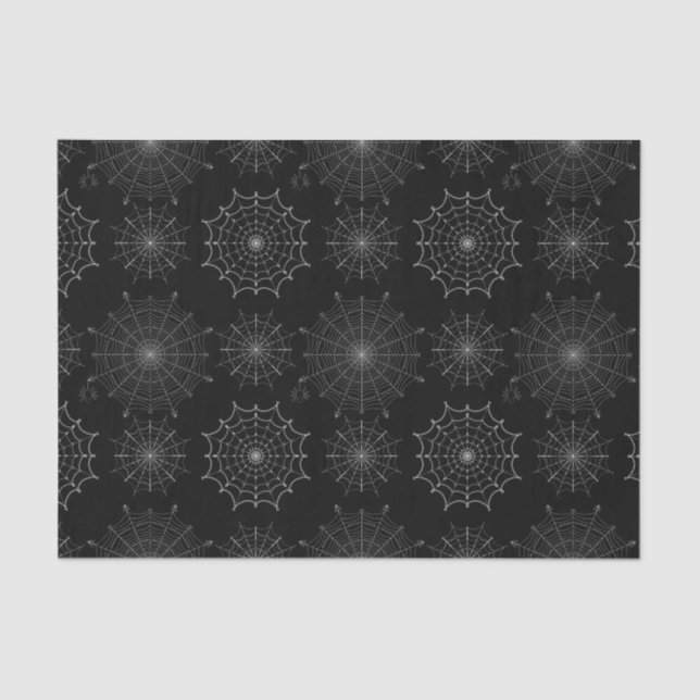 Black Halloween Spider Webs Tissue Paper (Front)