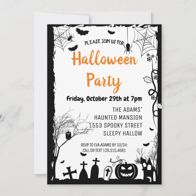 Black Halloween Spooktacular Party Invitation (Front)