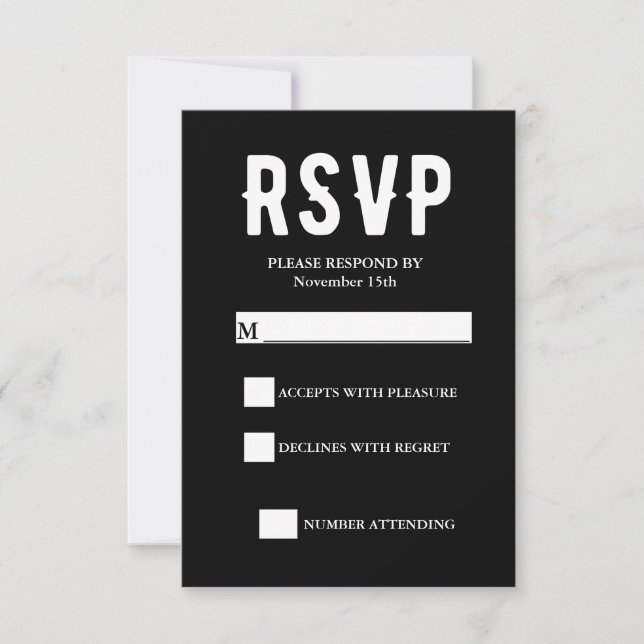 Black Halloween Wedding RSVP Card (Front)