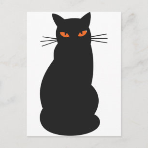 Black Hallowen Cat Postcard