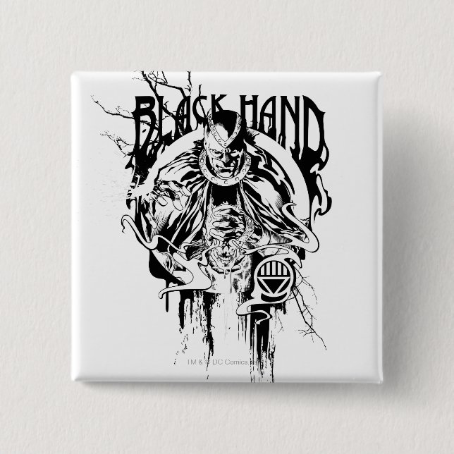 Black Hand 0 Graphic Collage, Black and White 2 Inch Square Button (Front)