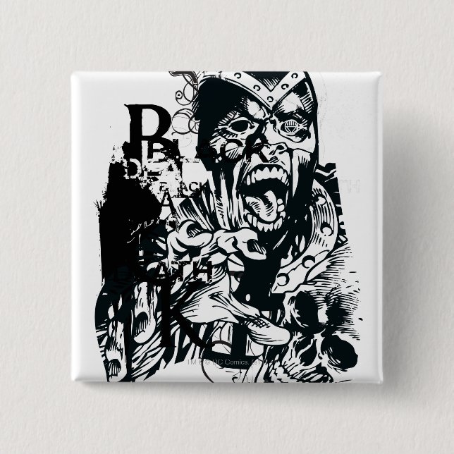Black Hand and Skull Collage 2 Inch Square Button (Front)