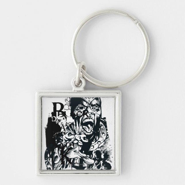 Black Hand and Skull Collage Keychain (Front)