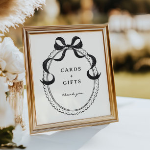 Black Hand Drawn Bow Frame Cards Gifts Poster