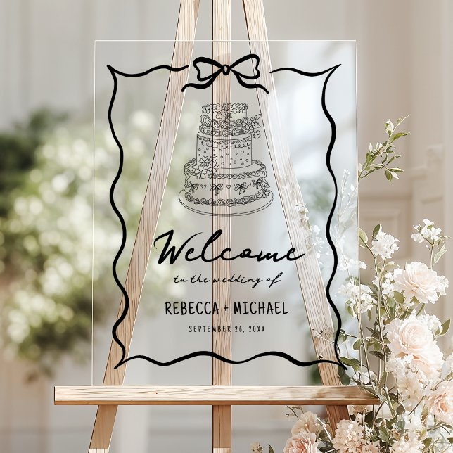 Black Hand Drawn Bow Wedding Welcome (Créateur téléchargé)