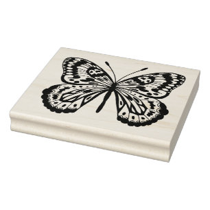 Black Hand Drawn Butterfly Rubber Stamp