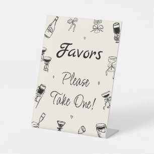 Black Hand Drawn Favour  Pedestal Sign