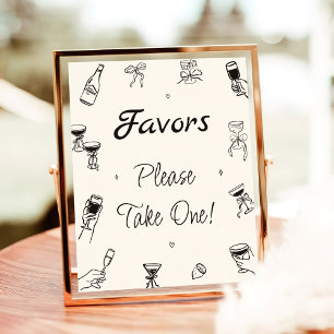 Black Hand Drawn Italian Bridal Shower Favor Poster