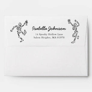 Black Hand Drawn Skeletons Halloween Return Envelope