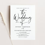 Black Hand Lettered Calligraphy Wedding Invitation<br><div class="desc">Invite family and friends to your wedding with this customizable wedding invitation. It features black simple hand-lettered calligraphy with classic typography. Personalize this calligraphy wedding invitation by adding your own event details. This script wedding invitation is perfect for any wedding theme and season.</div>