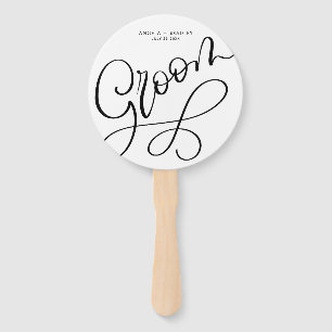 Black Hand Lettered Script Groom Wedding Fan