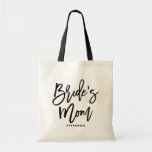 Black Hand Lettering Bride's Mom Custom Tote Bag<br><div class="desc">Modern and classic tote bag featuring black BRIDE'S MOM hand lettering script. Personalize by adding the receivers name or the hashtag of the wedding. Perfect as a gift for your wedding party or bridal party.</div>