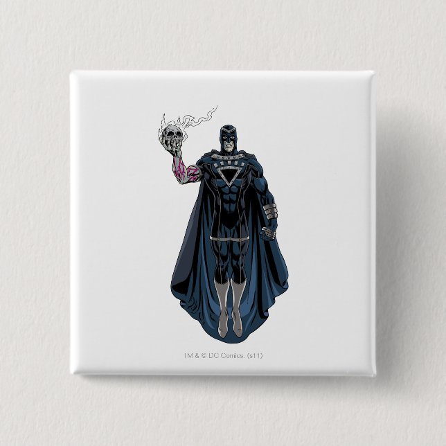 Black Hand with Skull 1 2 Inch Square Button (Front)
