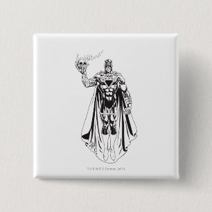Black Hand with Skull 3 2 Inch Square Button