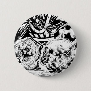 Black Hand with Skull Panel 2 Inch Round Button
